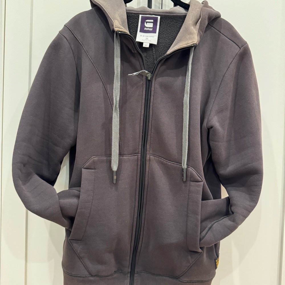 G-Star Two-Tone Gray Zip-Up Hoodie Size M